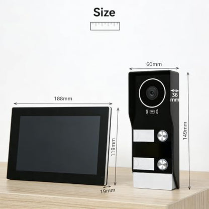 Smart Home Video Intercom System,Wired Video Doorbell with 2X 7-inch Touch Screens,Remode Unlocking via App/RFID,Two-Way Audio,Night Vision,WIFI6 2.4/5GHz,2 Unit Household