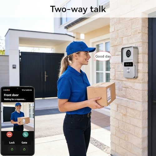 Wired Video Doorbell Apartment Intercom System, 1080P Doorbell Camera, 7-inch Touch Screen, Night Vision, Remote Unlock, Two-Way Intercom for Villa, Home, Office, with 1 Camera and 2 Monitors
