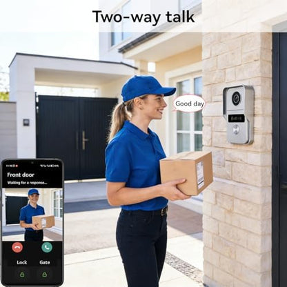 Wired Video Doorbell Apartment Intercom System, 1080P Doorbell Camera, 7-inch Touch Screen, Night Vision, Remote Unlock, Two-Way Intercom for Villa, Home, Office, with 1 Camera and 2 Monitors