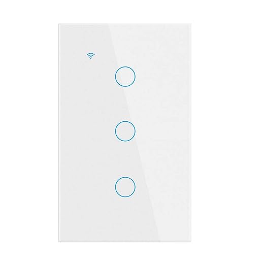 Smart Light Switch, Wi-Fi Enabled, White Glass Panel, Compatible with Apple HomeKit, Google Assistant, Alexa, No Neutral Wire Required, Touch Control (Wall Switch 3 Gang)