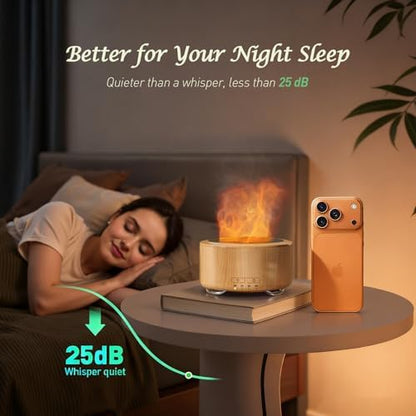 Essential Oil Diffuser for Home: 500ml Fireplace Flame Light