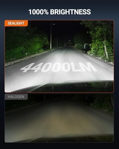 SEALIGHT H10/9145 LED Fog Light Bulbs, 44000LM 1000% Brightness 9140 9145 Fog Lights LED Bulbs, 6500K Cool White Plug & Play, 70,000H Lifespan, Pack of 2