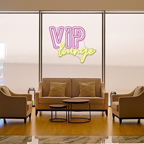 Horseneon VIP Lounge Neon Signs for Wall Decor, VIP Neon Lights Signs for Room Decor, Led Light Up Sign with USB Powered for Bar, Hotel, Cafe, VIP Room, Home Decoration (Pink& yellow)