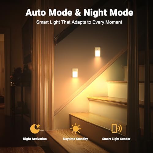 V4light Rechargeable Motion Sensor Night Light, 8-Pack Gold, 3000K