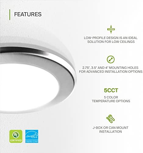 ASD 12 Pack Nickel LED Disk Lights 6 Inch, 5CCT Flush Mount Ceiling Light