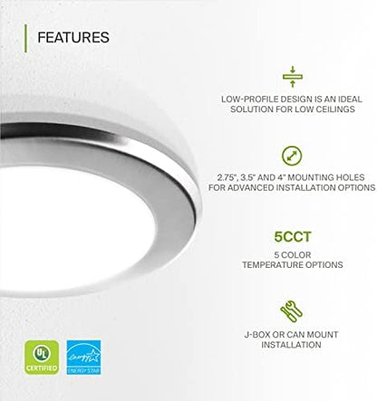ASD 12 Pack Nickel LED Disk Lights 6 Inch, 5CCT Flush Mount Ceiling Light