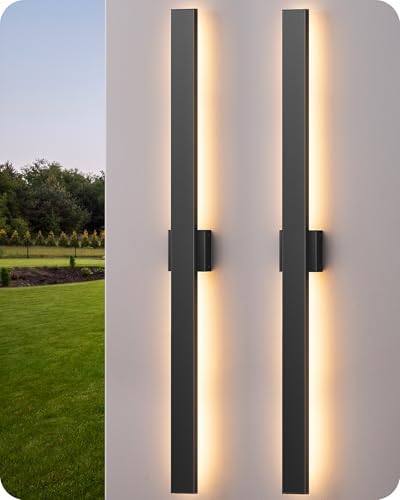EDISHINE 47.2" LED Outdoor Wall Light, Modern Black Linear Wall Sconce