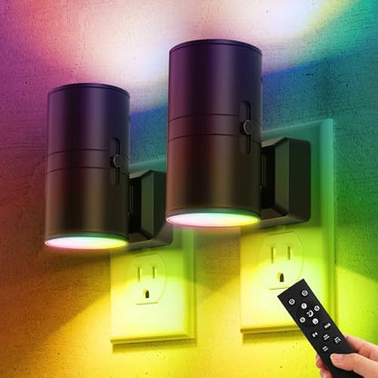 Briignite Night Lights Plug into Wall, 2 Pack 11-Color Changing Night Light