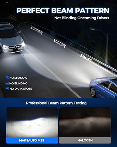 Marsauto 9005 9006 Light Bulbs Combo, 80,000LM Ultra-800% Brighter 32PCS Lighting Chips, 1:1 Size HB3 HB4 Fog Light Halogen Replacement, Plug-N-Play, Pack of 4