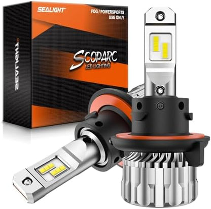 SEALIGHT H13 Bulbs, 70000LM 800% Brighter 6500K Cool White H13 Bulbs with Fan, 70000H Lifespan, IP68 Waterproof, Pack of 2