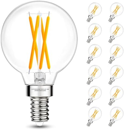 GvvooHome E12 G16.5 Globe Bulb, Warm White 2700K, 40W Equivalent, Dimmable