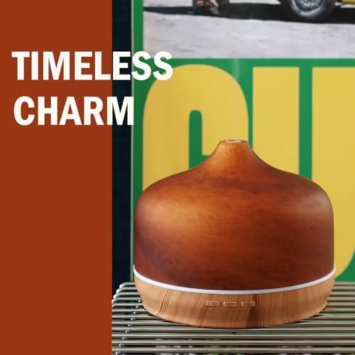 Porseme 500ml Glass Essential Oil Diffuser Aromatherapy Ultrasonic Cool Mist Humidifier 15-21 Running Hours Waterless Auto-Off Air Diffusers for Sleeping Yoga Working Spa(Caramel)
