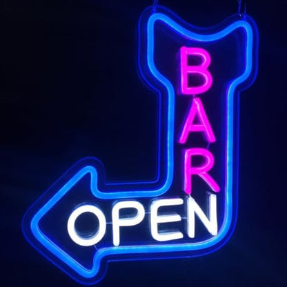 Bar Open Neon Sign Open Arrow Neon Light