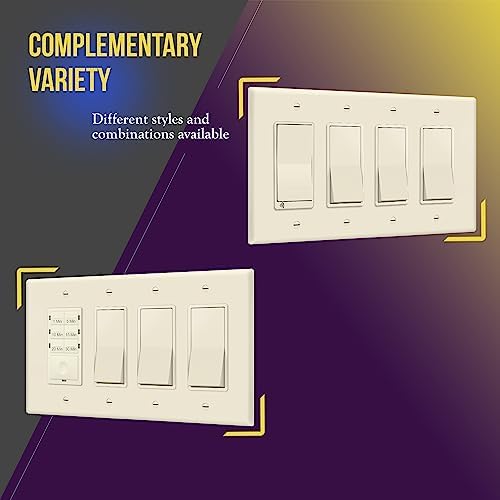 ENERLITES 4-Gang Mid-Size Decorator Switch Outlet Wall Plate Cover, 1 Pack