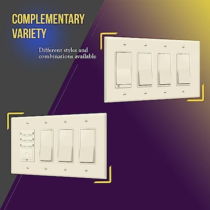 ENERLITES 4-Gang Mid-Size Decorator Switch Outlet Wall Plate Cover, 1 Pack