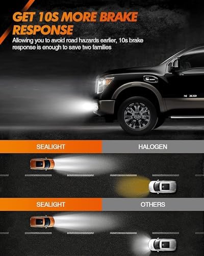 SEALIGHT 2504 PSX24W LED Fog Light Bulbs, 18,000 LM 6500K White 2504 Fog Lights Led Bulb DRL Fog Light Bulbs Replacement for Cars,Trucks, Car Lighting Kits(Pack of 2)