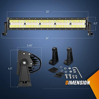 Nilight 22inch Amber White Strobe 6 Modes 480W LED Light Bar