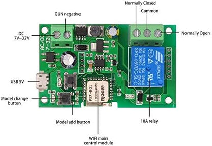 WiFi Wireless Smart Switch Relay Module for Smart Home 5V 5V/12V，Ba applied to access control, turn on PC, garage door (12V)