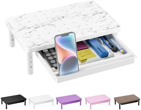 WALI Computer Monitor Stand with Storage, Monitor Riser 3 Height Adjustable