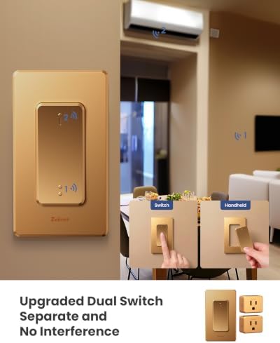 Zoiinet 2-Gang Wireless Outlet Switch, Upgrade Dual Remote Control Outlet