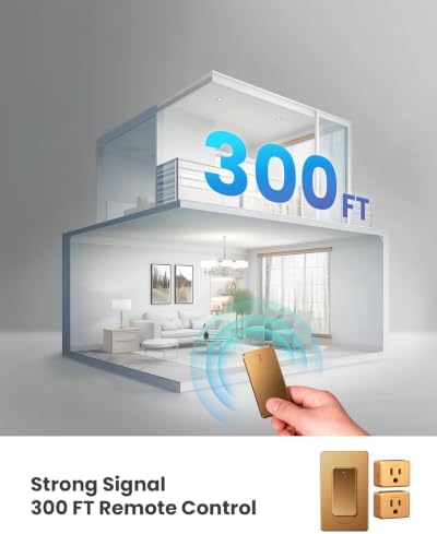 Zoiinet 2-Gang Wireless Outlet Switch, Upgrade Dual Remote Control Outlet