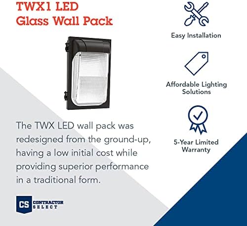 Lithonia Lighting 7.5" Mini LED Wall Pack Outdoor Light Fixture, Building Wall Light, Dusk to Dawn Sensor, 4000K Cool White, MVOLT 120-277V, IP65, Glass Lens, Bronze (TWX1 LED P2 40K MVOLT PE DDBTXD)