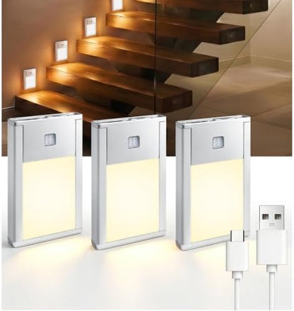 VST 3 Pack Rechargeable Stair Lights Motion Sensor 1800mAh Battery Powered