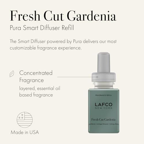 LAFCO New York Pura Smart Device Refill, Fresh Cut Gardenia - Pack of 2 - Each Vial Delivers Up to 2 Weeks of Fragrance Life - Made in the USA