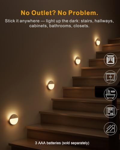 YUNLEX Toilet Light Motion Sensor, Battery Operated Night Light Indoor