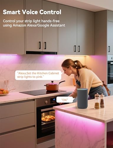 PAUTIX RGB Smart IC COB LED Strip Lights,Work with Alexa/Google Assistant,24ft/7.5m,720LEDs/m Addressable UL-Listed 24V Chasing Color Flexible Tape Light,for Cabinet,TV,Bedroom,Party DIY Decoration