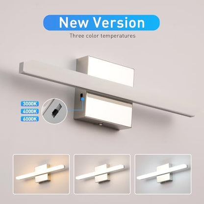 Combuh Modern Bathroom Vanity Lights Over Mirror, Chrome LED Wall Sconce