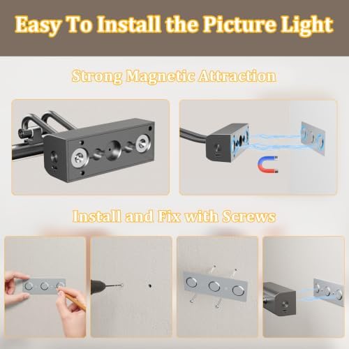 Battery Operated Picture Light for Wall, Grey, 13.8",RF Remote Control