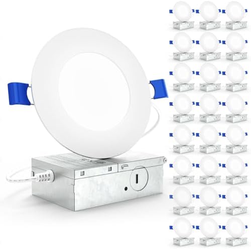 Sunco 24 Pack 4 Inch Ultra-Thin LED Recessed Light, Canless, 10W=60W