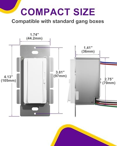HitLights LED Driver and Dimmer Switch in One 160W, 120V AC to 24V DC, Compatible with Most Solid Color 24V Strip Tape Lights, UL Listed, Single-Pole/3-Way, EZDim Pro, White