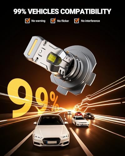 SEALIGHT h7 LED Bulb, 60,000LM 6500K Output Canbus Ready, 1000% Brighter H7 Bulbs For Powersports IP68 80000Hrs Lifespan, 1：1 Size 3Mins Installation, 2 Pack