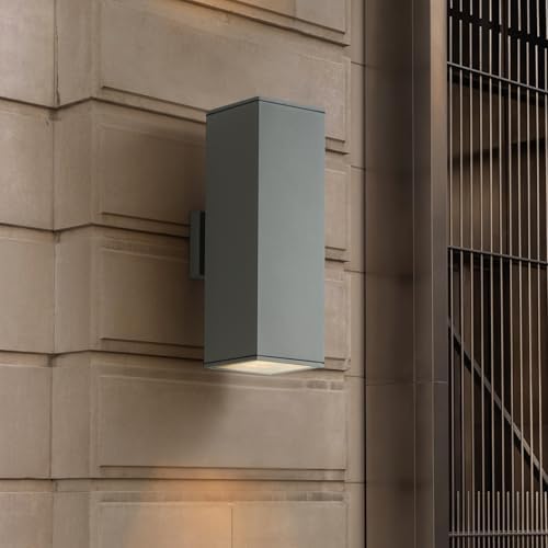 mirrea 18" Modern Outdoor Porch Light in 2 Lights, Matte Gray, 2 Pack