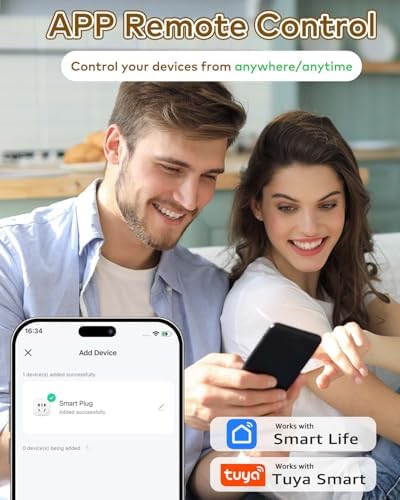 NineLeaf Smart Plug, WiFi Smart Plugs Work with Alexa and Google Home via Tuya, Wireless Outlet Timer with APP Remote Control, 2.4GHz Wi-Fi Only, No Hub Required, TUV FCC Listed (5 outlets+3 switches)