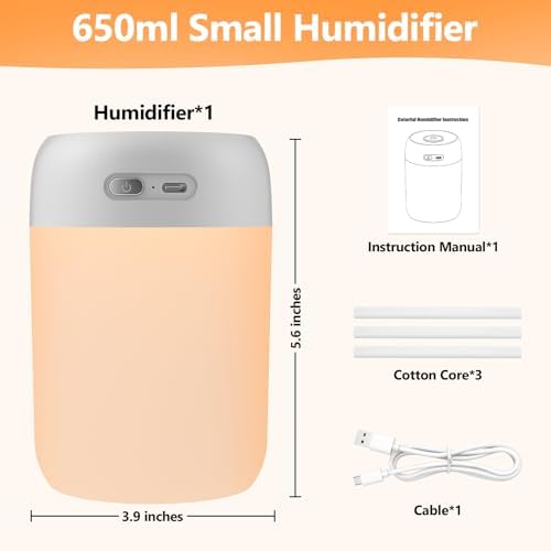Plant Humidifier Indoor, 650ml Humidifier for Plants, Gray