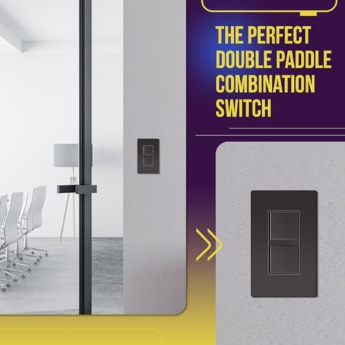 ENERLITES Dark Bronze Double Paddle Decorator Single Pole Switch, 15A