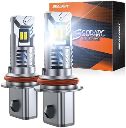 SEALIGHT 9007/HB5 Light Bulb, 80,000LM High Power 1500% Ultra Brighter, 6500K Cool White with 25000RPM Cooling Fan, for 9007/HB5 LED Fog Light, Plug - N - Play, Pack of 2