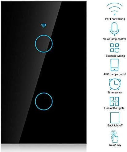 WiFi Touch Screen Switch for Smart Home – Compatible, Voice Control Remote Access Black(Black)