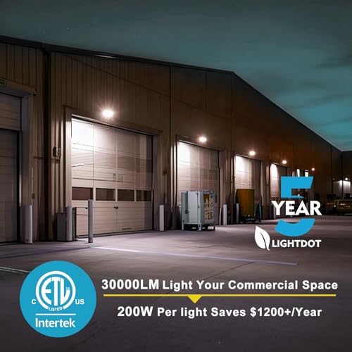 Lightdot 2 Pack 200W LED Wall Pack Lights, Wall Mount Outdoor Exterior Lighting, 100-277V, 30000LM Dusk-to-Dawn, IP65 ETL, 60ft Coverage Area, Parking Lots, Building Exteriors, Yard/Warehouse