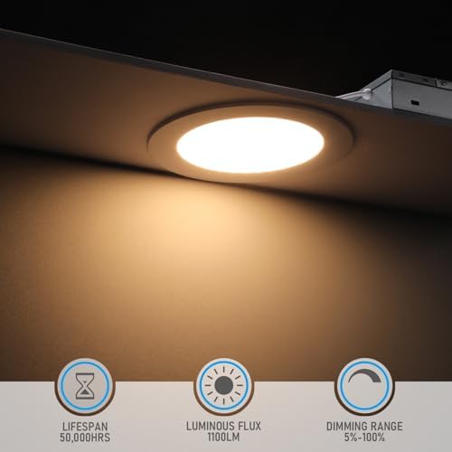 TORCHSTAR 12-Pack 5CCT 6 Inch Ultra-Thin LED Recessed Light, CRI90 12W