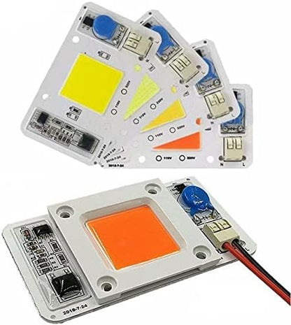 LED 50W COB Chip Bulbs AC 110V Integrated Smart IC Driver Cool White Warm White Red Green Blue Yellow Pink Full Spectrum (Cold White 10000K)