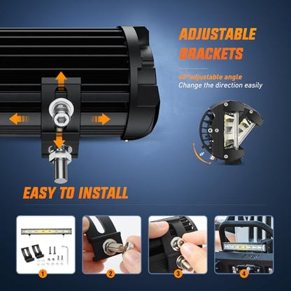 Nilight Side Shooter LED Light Bar 20 Inch Triple Row Spot Flood Combo Lights Work Lighting with 5Pin Rocker Switch Wiring Harness Kit for Off-Road Light on Truck SUV ATV UTV