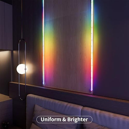MIWISE RGB Smart IC COB LED Strip Light,20ft Color Chasing Flexible DC24V LED Tape Light,WS2811 Addressable RGB Ribbon,for Party/Home/Office DIY Lighting Projects(Power Supply&Controller NOT Included)