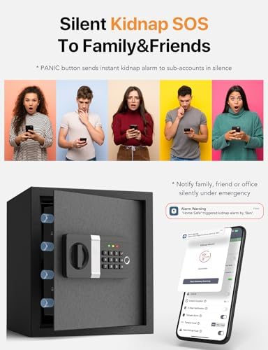 FORFEND Smart Home Safes | WiFi Safe Box App Unlock/Alarm | Voice Control, Kidnap SOS Alarm, Tamper Detect, Frozen Mode | Money Security Lockbox History Track | Digital Caja Fuerte Remote Live Monitor