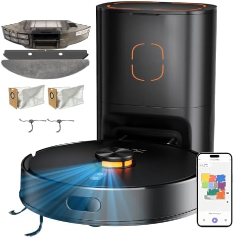 Robot Vacuum and Mop Combo, 90-Day Self Emptying, 10000Pa Strong Suction, dToF Laser Navigation Smart Mapping, 160Min Runtime, Anti-Tangle Robotic Vacuum Cleaner for Hard Floor, Pet Hair, Carpet