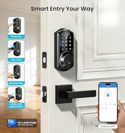 Veise VE06 Smart Lock for Front Door, App Control, Matte Black
