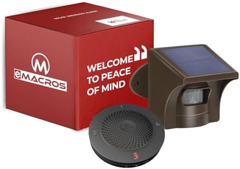 eMACROS Non-APP Solar Wireless Driveway Alarm, Outdoor Security System